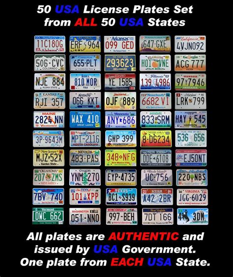 50 Estados Unidos Placas número definido Tag Decoração Lote Eua + Bônus ...