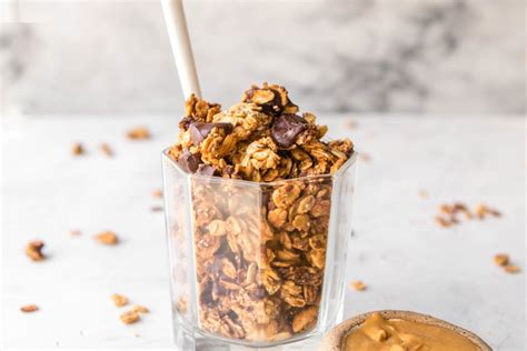 Peanut Butter Cup Granola (Gluten Free) - From My Bowl Vegan Granola, Gluten Free Granola ...