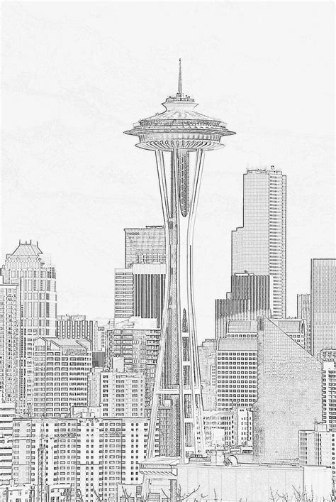 Space Needle and Seattle Skyline, "Pencil Sketch" Filter | Flickr