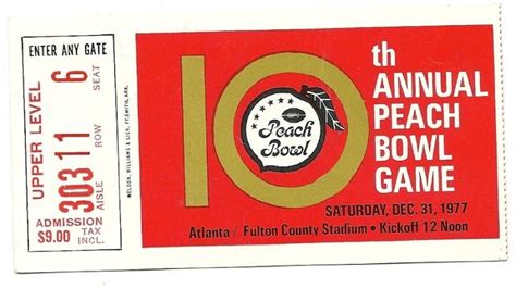 1977 Peach bowl game ticket Stub NC State Iowa State | Bowl game, Peach ...