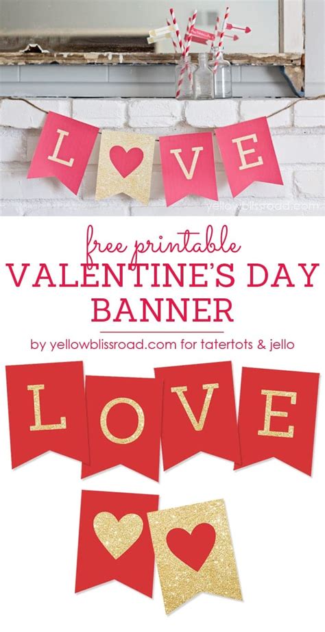 Free Printable Valentine's Day Banner -- Tatertots and Jello