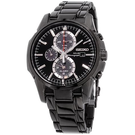 Seiko - Seiko Men's Solar Chronograph Stainless Watch - Black Bracelet ...