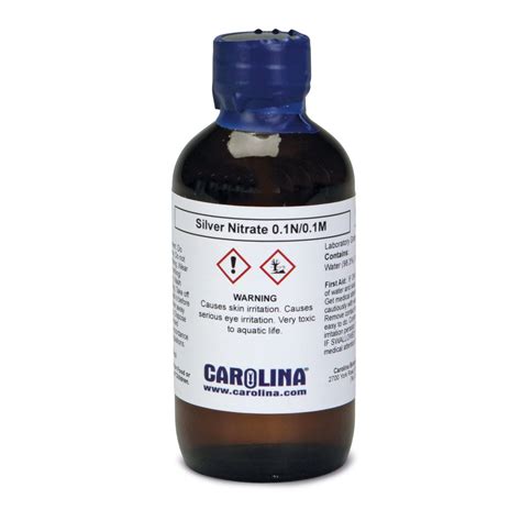 Silver Nitrate Solution, 0.1 M (2%), Laboratory Grade, 100 mL | Carolina Biological Supply