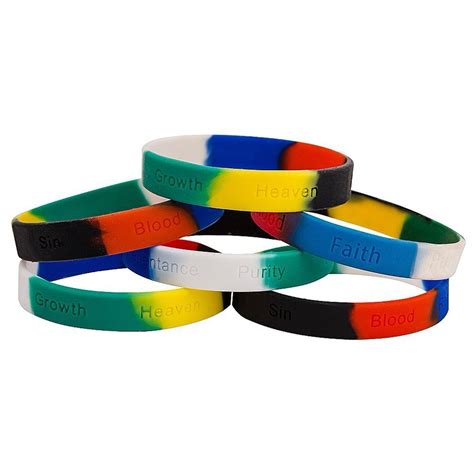 Sterling Gifts - Colors of Salvation Silicone Christian Bracelets With ...