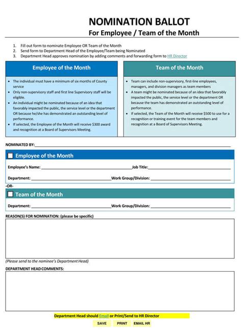 Employee Of The Month Criteria Template