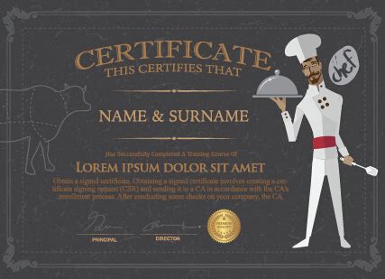 Chef certificate template vector free download