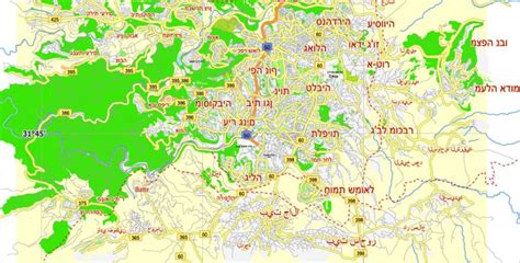 Jerusalem, Israel, Free printable SVG map, hebrew