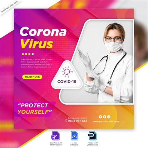 Premium PSD | Medical health banner about covid-19 coronavirus