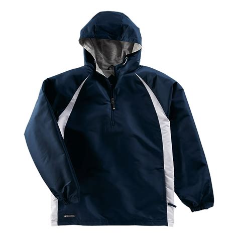 Holloway - A Product of Holloway Adult Polyester 1/4 Zip Hooded Hurricane Jacket - NAVY/ WHITE ...