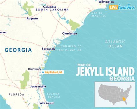 Map of Jekyll Island, Georgia - Live Beaches