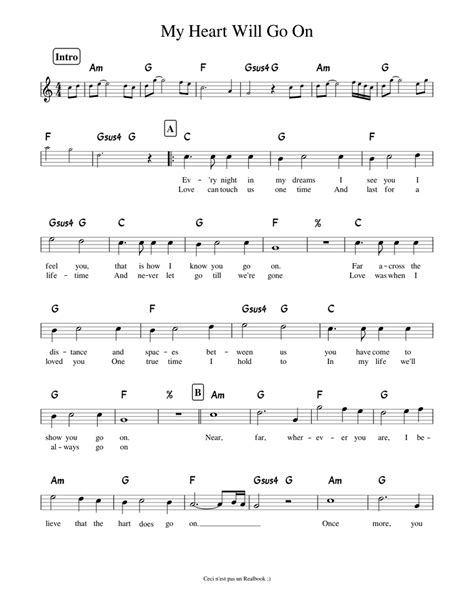 My Heart Will Go On (leadsheet) Sheet music for Piano (Solo) | Musescore.com