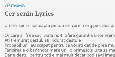 "CER SENIN" LYRICS by VERITASAGA: Un cer senin i-asteapta...