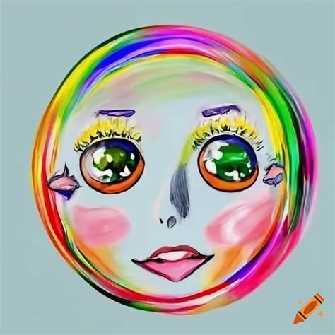 Cartoon bubble with eyes and a sharp smile on Craiyon