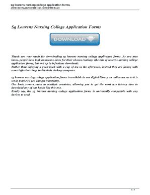 Fillable Online Sg Lourens Nursing College Application Forms. Sg Lourens Nursing College ...