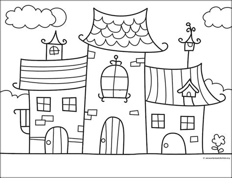 Fairytale House, Fairytale Art, Fairy House, House Colouring Pages, Coloring Pages, Projects For ...