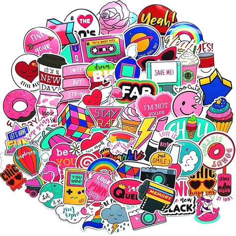 Pink Laptop Sticker for Kids Teens Girls, Cute Waterproof Aesthetic Decal Stickers for Travel ...