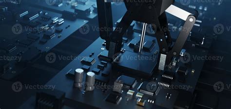 the variety of different types of chips and electronic components on the printed circuit board ...