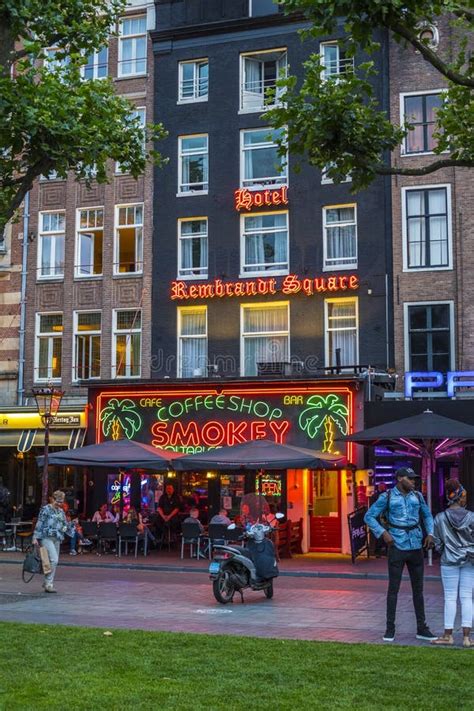 Coffeeshop and Bar at Rembrandt Square in Amsterdam Editorial Stock Image - Image of landmarks ...