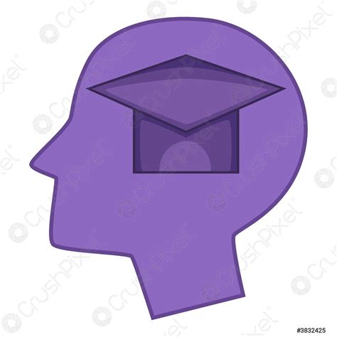 Graduation cap inside human head icon - stock vector 3832425 | Crushpixel