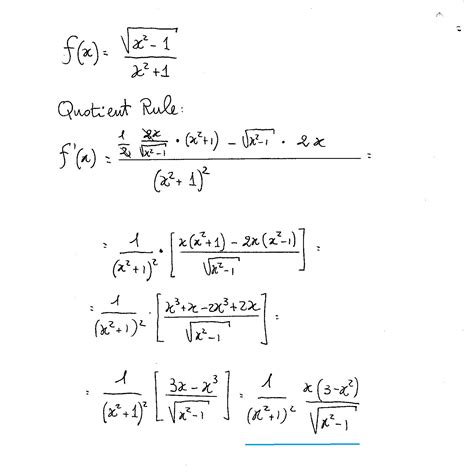 What is the derivative of sqrt(x^2-1) / (x^2+1)? | Socratic