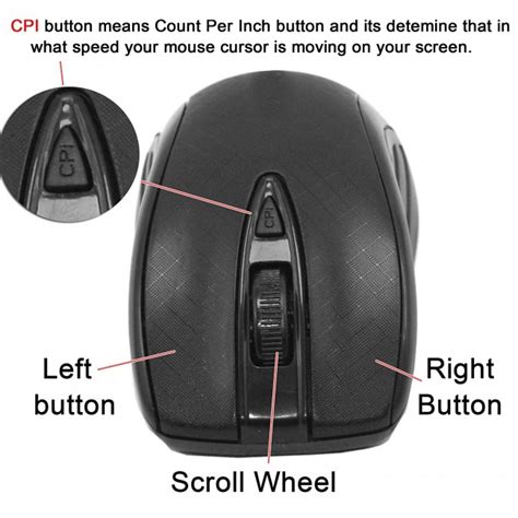 Wholesale Optical Wireless Mouse With CPI Button - Black