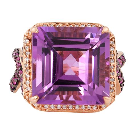 Pink Sapphire and Ruby Cocktail Ring with Diamond in 14 Karat Rose Gold ...