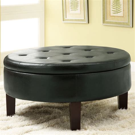 Coaster Ottomans Round Upholstered Storage Ottoman with Tufted Top | Rife's Home Furniture ...