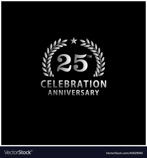 25th silver anniversary logo design Royalty Free Vector