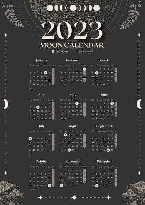 Free PDF - Moon Calendar 2023 printable with Phases ⋆ Witch Journal