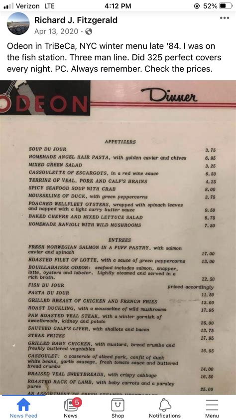 Odeon NYC menu 1984 : r/VintageMenus