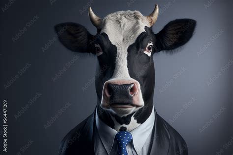 Cute Portrait of a Cow dressed in a formal business suit, Generative AI ...