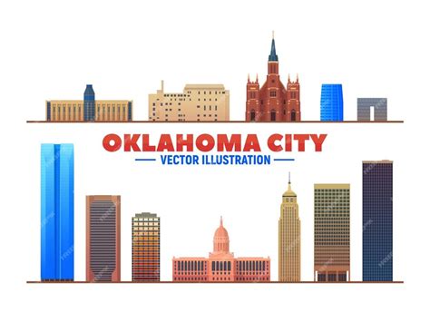 Free Vector | Oklahoma city us city landmarks a white background flat realistic style with ...