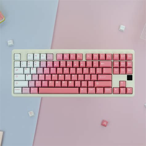 Pink Keycaps Cyan 87 Keys | Pink Purple Keycaps | Pink Green Keycaps ...