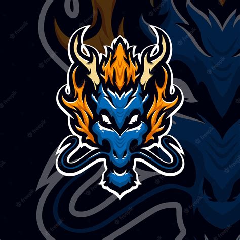 Premium Vector | Blue dragon masscot logo esport premium vector