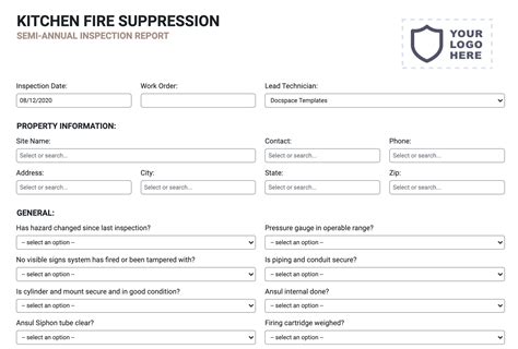 Kitchen Suppression System Inspection Form - Joyfill