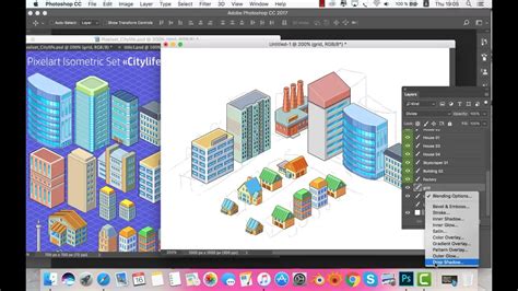 How to create pixelart isometric city using Photoshop - YouTube