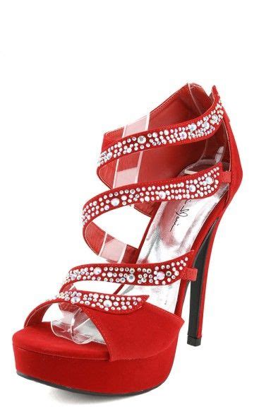 Yamila02 Strappy Rhinestone High Heels RED | Rhinestone high heels, Red heels, Party heels