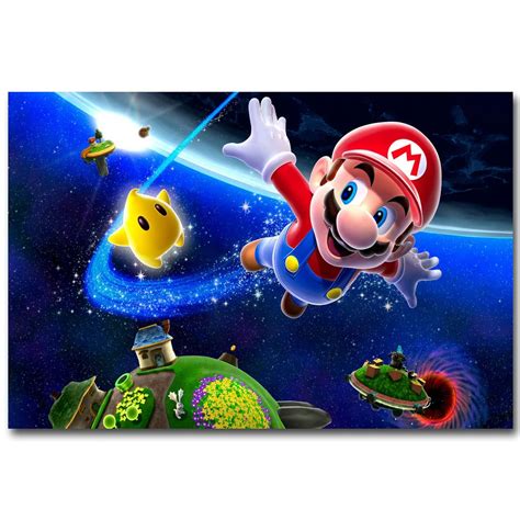 Super Mario Galaxy Art Silk Fabric Poster Print 13x20 24x36 inch Vedio ...