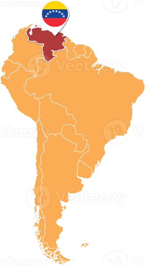 Venezuela map in South America, Icons showing Venezuela location and ...