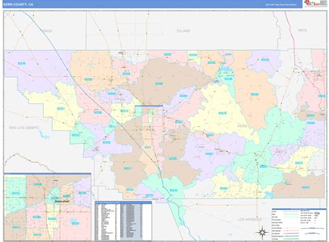 Kern County, CA Wall Map Color Cast Style by MarketMAPS