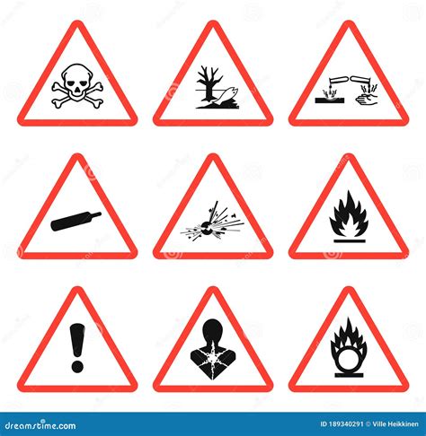 GHS Pictogram Hazard Sign Set. Isolated On White Background. Dangerous, Hazard Symbol Icon ...