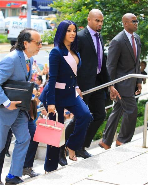 Cardi B Wears Chic Navy Blue Suit With Matching Hair to Court ...