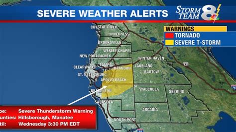 BREAKING WEATHER Severe Thunderstorm Warning including Brandon FL, Riverview FL, Plant City FL ...