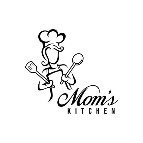 Premium Vector | Mom kitchen logo vector illustration with modern typography Chef mascot logo