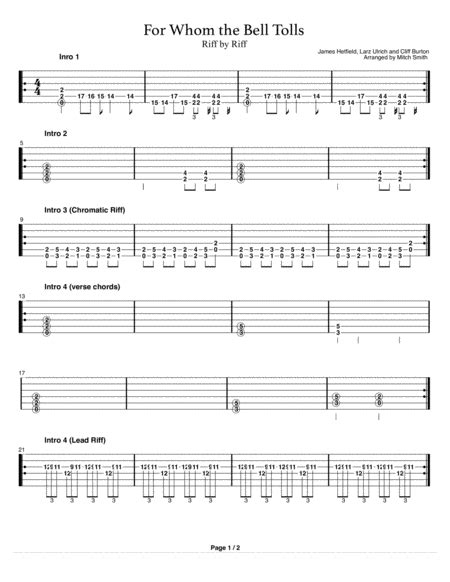 For Whom The Bell Tolls (arr. Mitch Smith) by Metallica Sheet Music for ...