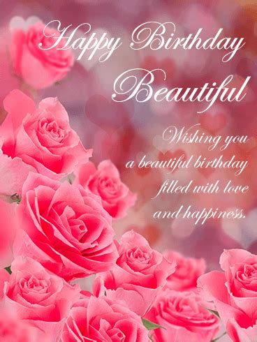 Pink Roses Happy Birthday Beautiful Card | Birthday & Greeting Cards by Davia