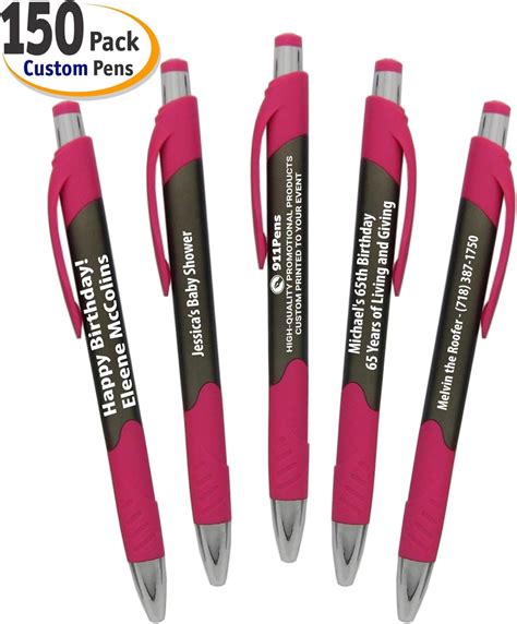 Amazon.com : 150 Pack, Personalized Writing Ink Ballpoint Novelty Pens, Smooth Rubber Grip ...