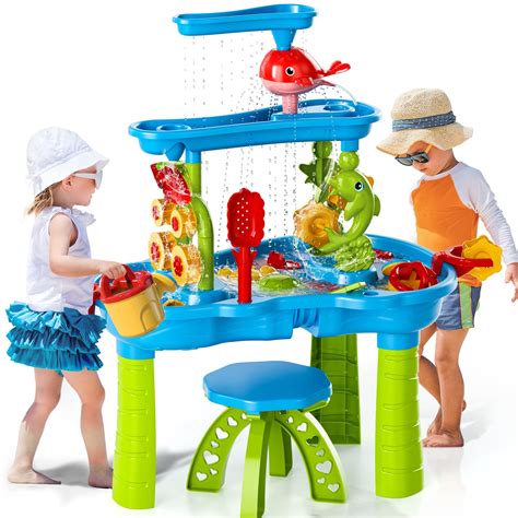 Buy TEMI Kids Sand Water Table , 3-Tier Sand Table and Rain Showers Splash Pond Water Table Toys ...