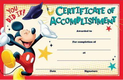 Mickey, You Did it Certificate | English lessons for kids, Preschool ...