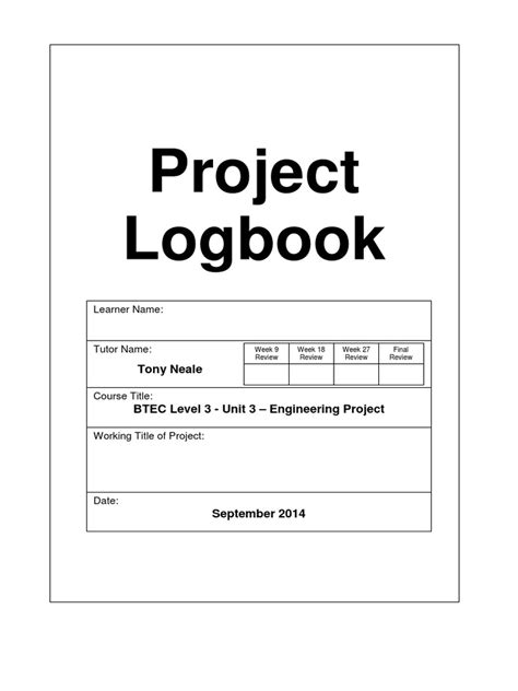 Project Logbook Template | Evaluation | Educational Technology